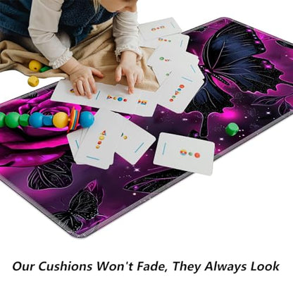 Purple Rose and Butterfly for MTG & TCG Playmat Mouse Pad,BFDHGQZC 24" x 14" Game Mat for MTG/RPG/CCG Trading Card Game Playmats Table Mat Perfect for Card Games Video Games Computer Office - color: Purple Rose and Butterfly
