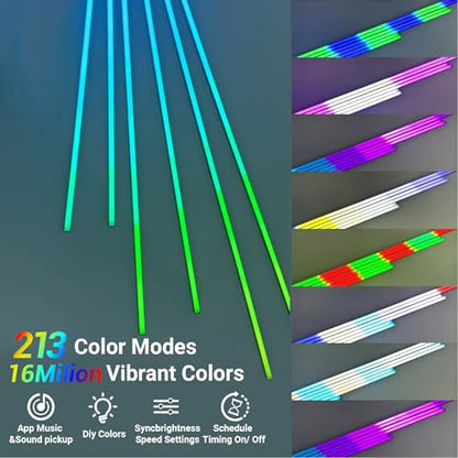 HAMRVL RGB+IC Smart Recessed Lighting Wall Panel Lights, 6PCS Slat Wall Lights with APP & Remote Control, Color Chasing, Music Sync, RGB Wall Lights for Wood Slat, Acoustic Panels (2*24+2*32+2*40 in) - size: 24in＋32in＋40in