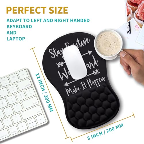 Hokafenle Ergonomic Mouse Pad Wrist Support, Wrist Rest Mousepad for Carpal Tunnel Pain Relief with Integrated Memory Foam Slope Massage Bulge (11.8x7.9 inch,Inspirational Quote - color: KM21-Inspirational Quote