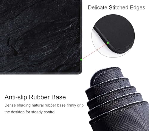 Black Grey Slate Large Gaming Mouse Pad,Mouse Pad Gaming 31.5 x 11.8 in Mouse Mat Desk Pad,Large Desk Mat,Extended Keyboard Mousepad with Non-Slip Base and Stitched Edge for Desk Home Office - color: Black Grey Slate