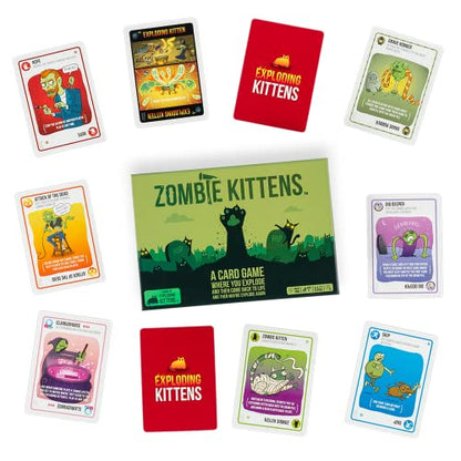 Exploding Kittens Zombie Kittens Card Game, 2-5 Players, Ages 7+ | Explode, come back from the dead, and get revenge! Dead players rejoin in this quick-to-learn Zombie Kittens card game. - style: Zombie Kittens