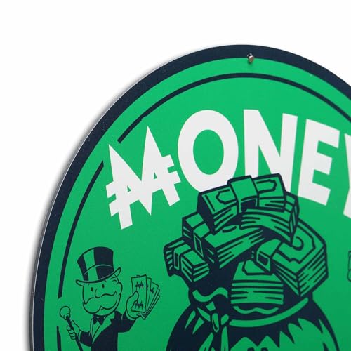 Hasbro Monopoly Money Honey Metal Wall Art | Fun Monopoly Sign for Game Room, Home Theater, or Office - color: Green
