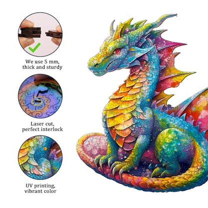 Jigfoxy Wooden Puzzles for Adults, Dragon Wood Puzzle for Adults, Unique Animal-Shaped Wooden Jigsaw Puzzle, Christmas Thanksgiving Gifts for Family and Friends (XL-21.7 * 18.6in-560pcs) - size: X-Large