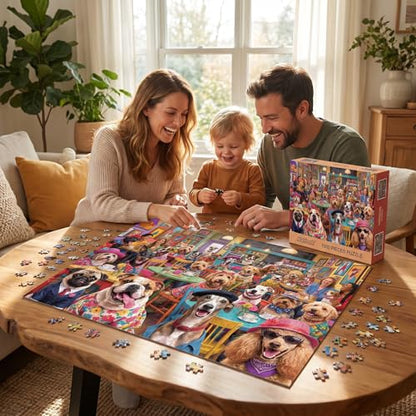 Nattork Jigsaw Puzzles 1000 Pieces for Adults, Families (Dog Coffee) Pieces Fit Together Perfectly - color: Dog Coffee