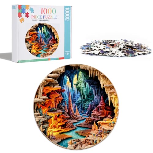 Puzzles for Adults 1000 Pieces, 3-D Visual Cave Jigsaw Puzzles 1000 Pieces for Adults, Puzzles with Letters On Back, Challenging Family Game, 26.5 x 26.5in - color: 3-d Visual Cave