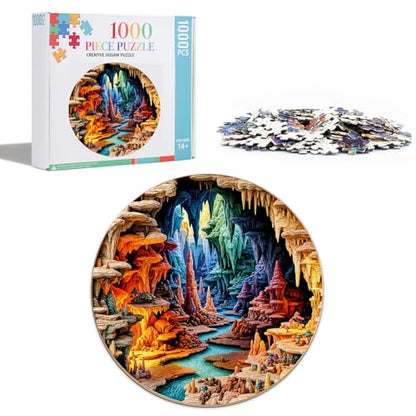 Puzzles for Adults 1000 Pieces, 3-D Visual Cave Jigsaw Puzzles 1000 Pieces for Adults, Puzzles with Letters On Back, Challenging Family Game, 26.5 x 26.5in - color: 3-d Visual Cave