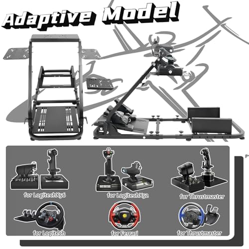 Dardoo Flight Racing Simulator Cockpit Adjustable Fit for Logitech G923 G Saitek, for Thrustmaster T80 T150 HOTAS Warthog, Game Mount Without Wheel, Shifter,Seat and Pedal
