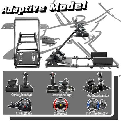 Dardoo Flight Racing Simulator Cockpit Adjustable Fit for Logitech G923 G Saitek, for Thrustmaster T80 T150 HOTAS Warthog, Game Mount Without Wheel, Shifter,Seat and Pedal