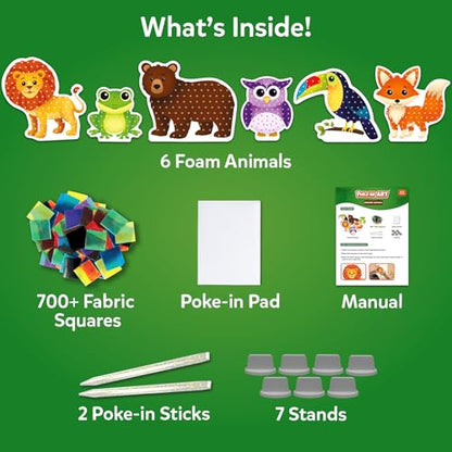 Skillmatics Poke-in Art – Animals, Mess-Free DIY Wood Craft Kit for Kids | Creative Fine Motor Activity, Pretend Play & Room Decor, Gift for Girls & Boys Ages 4, 5, 6, 7, 8, 9 - style: 4. Animals
