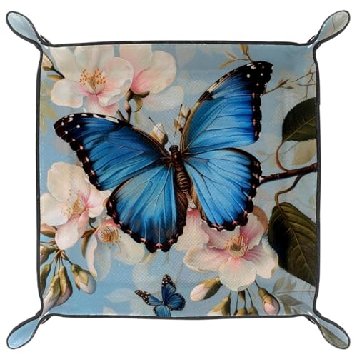 Blue Butterfly on Blossom Dice Tray Dice Rolling Tray Folding Dice Holder for Dice Games, Like RPG, DND and Other Table Games - color: Multi 15