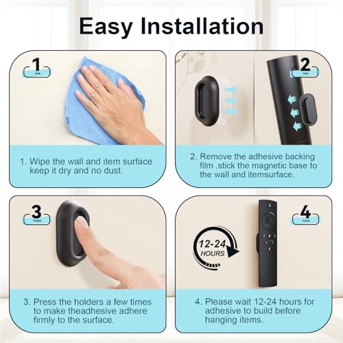 Magnetic Silicone Remote Control Holder Wall Mount for TV Fan 6 Pack Black | Upgraded Silicone Remote Caddy, Self-Adhesive, Remotes Control Organizer Storage, Home Office Air Conditioner Remote Holder - color: 6 Black