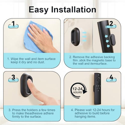 Magnetic Silicone Remote Control Holder Wall Mount for TV Fan 6 Pack Black | Upgraded Silicone Remote Caddy, Self-Adhesive, Remotes Control Organizer Storage, Home Office Air Conditioner Remote Holder - color: 6 Black