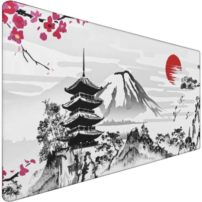 Japanese Landscape Large Mouse Pad Large Extended Mouse Pad | 31.5x15.7inch Big Computer Mousepad Waterproof Non-Slip Rubber Mice Pads Stitched Edges - color: Landscape, size: 31.5" x 15.7"