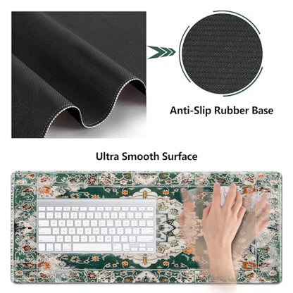 AIMSA Desk Mat Set, Large Mouse Pad + Mouse Wrist Rest + Keyboard Wrist Support + Coaster, 4in1 Rug Gaming Mouse Pad Combo for Home Office, Retro Boho Art - color: Retro Boho Art