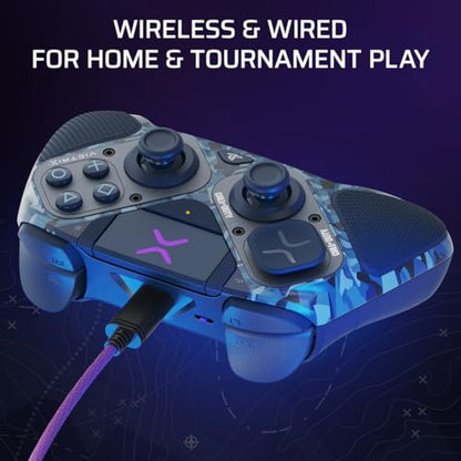 PDP Victrix Pro BFG Wireless Controller for PS4/PS5/PC, Sony 3D Audio, Modular Back Buttons/Clutch Triggers/Joystick, Call of Duty Midnight Mask - color: COD Camo Blue