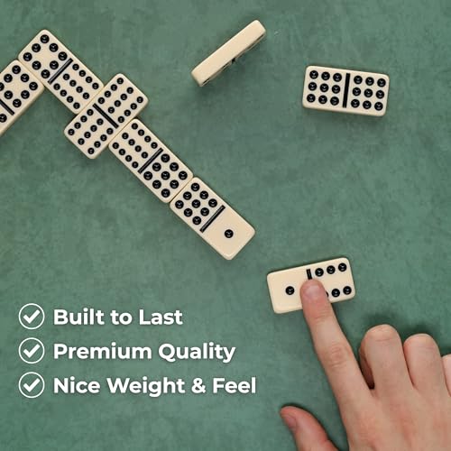 WE Games Double Twelve Dominoes Set - 91 Dominoes in Retro Travel Case - Ideal for Family Games - Perfect for Game Night