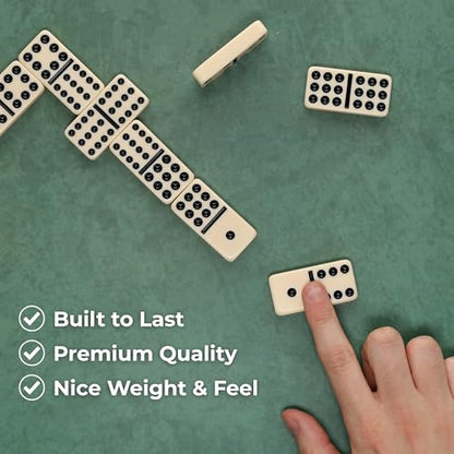 WE Games Double Twelve Dominoes Set - 91 Dominoes in Retro Travel Case - Ideal for Family Games - Perfect for Game Night