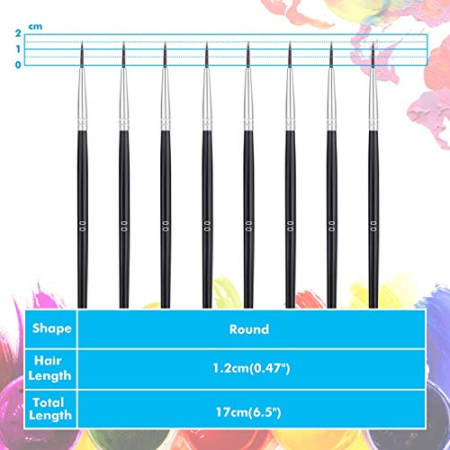 Miniature Detail Paint Brushes, Anezus 30 Pcs Paintbrushes Small Watercolor Artists Paint Brushes for Acrylics Oil Model Craft Nail Detail Painting, Size 00 - size: #00