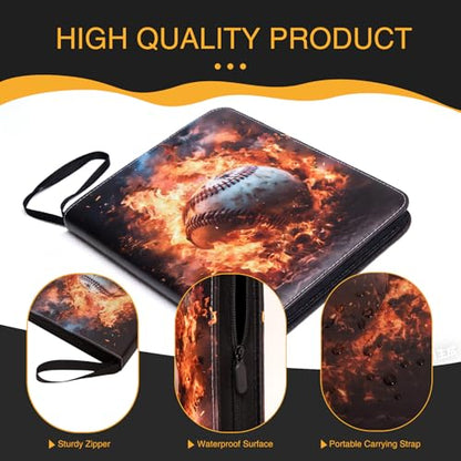9 Pocket Baseball Card Binder, Premium Zip Trading Card Binder 990 Double Sided Pocket PU Collection Binder, Collector Album, Card Folder for MTG, TCG, Sports Cards - color: 990-Baseball-1