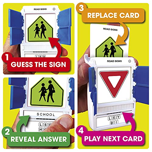US Road Signs Travel Game - Learn 100 Road Signs | Flash Cards with Slide Reveal Case | Card Game, Gift, Stocking Stuffer | Hours of Fun for Kids and Adults | Ages 6+ - style: US Road Signs