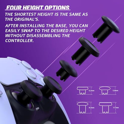 eXtremeRate ThumbsGear V3 Interchangeable Ergonomic Thumbsticks for PS5 Controller, Replacement Analog Thumb Sticks for PS4 Controller - 4 Height Adjustable Convex & Concave Grip Joysticks - Black - color: Black