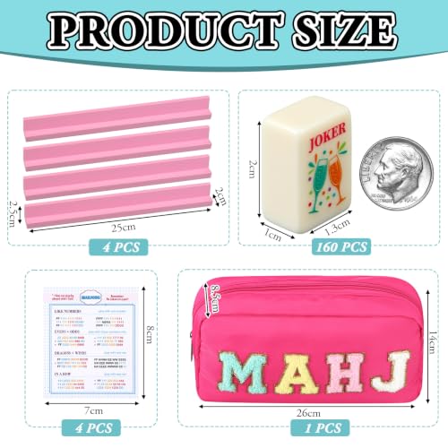 Soulchen Mini American Mahjong Tile Set Include 160 0.8 Inch Mahjong Tiles 2 Dice 4 Wooden Rulers 1 Accessory Bag 4 Beginner Rule Cards(Cocktail) - style: Cocktail