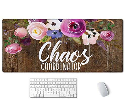 SSOIU Large Mouse Pad, Full Desk XXL Extended Gaming Mouse Pad 35.5" X 15.7", Waterproof Desk Mat Stitched Edges, Non-Slip Laptop Computer Mousepad for Office and Home, Chaos Coordinator Funny Quote - color: Chaos Coordinator Funny Quote