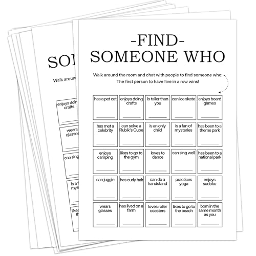 Find Someone Who Bingo Cards, 25 Unique Sheets, Team Building Games for Work, Icebreaker Fun, Engaging Office Games, Team Building Activity for Employees and Groups