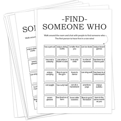 Find Someone Who Bingo Cards, 25 Unique Sheets, Team Building Games for Work, Icebreaker Fun, Engaging Office Games, Team Building Activity for Employees and Groups