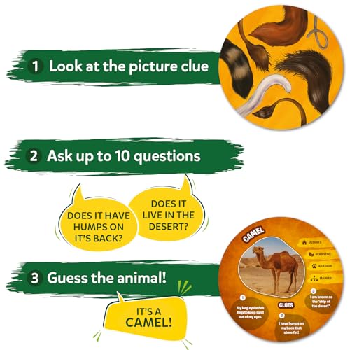 Skillmatics Guess in 10 Animal Picture Clues, Perfect for Boys, Girls, Kids, and Families Who Love, Card Games, Educational Games, Board Games, Gifts for Ages 6, 7, 8, 9 and Up - style: 2. Picture Clues Animals