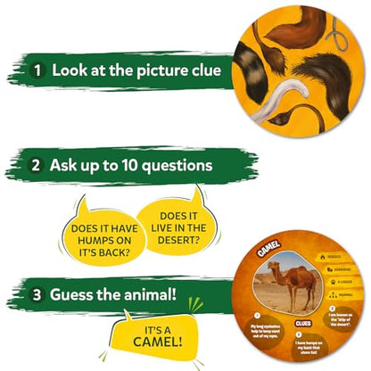 Skillmatics Guess in 10 Animal Picture Clues, Perfect for Boys, Girls, Kids, and Families Who Love, Card Games, Educational Games, Board Games, Gifts for Ages 6, 7, 8, 9 and Up - style: 2. Picture Clues Animals