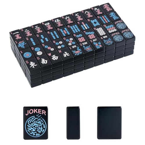 American Mahjong Tiles (1.2”,Tiles Only), 166 Mahjong Tile Set with Black Color (Tiles Only) - color: Black