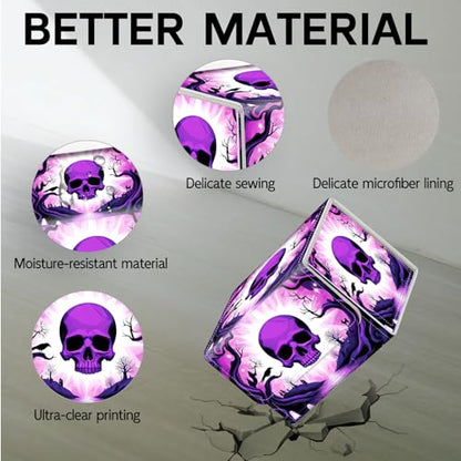 Trading Card Storage Box, Premium PU Leather with Magnetic Closure, Holds 100+ for MTG Cards, Purple Skull Realm Durable Deck Box for Magic the Gathering, Trading Card Games - color: Purple Skull Realm