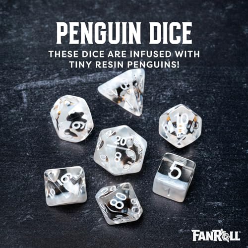 FanRoll 16mm Resin Poly DND Dice Set: Penguin Dice, Role Playing Game Dice for Dungeons and Dragons