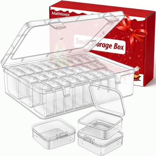 Mathtoxyz Bead Organizer Box, 30Pcs Small Beads Organizers and Storage Plastic Cases Mini Clear Dimond Storage Containers Boxes with Hinged Lid and Rectangle for Bracelet Making DIY Jewelry Craft Nail - size: Clear - 1P