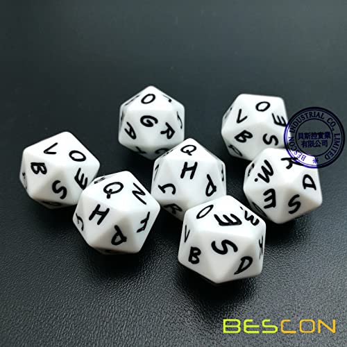 Bescon Alphabet Dice 20 Faces A-T Uppercase, 20 Sides Letter Dice, 3pcs per Set - color: Alphabet Dice 20 Faces A-t Uppercase, 3pcs Set