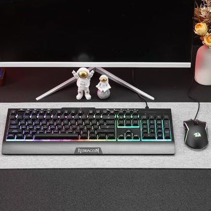 Redragon S151 Combo, K525 Membrane Gaming Keyboard + M616 10000 DPI Mouse | 4 On-the-Fly Combos, No Software Needed, 6-Button Precision Control, Full-Size Layout, Shared Dongle, On-Board CPI Mice - color: S151 BK