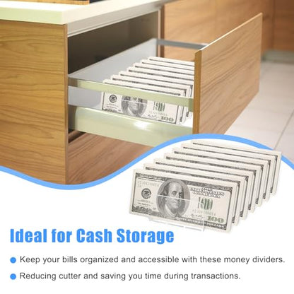 2pcs Mail Organizer Plastic Cash Tray, 7 Sections Acrylic Clear Plastic Mail Organizer, 6.6 x 3.3 inch Desk Divider Holder for Cash Envelope Mail Bill Card Makeup Palette