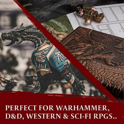 Bullet Metal Dice Set - Six Brass D6 Dices - Great for DND, Warhammer 40k, Role Playing Homebrews, D&D, ... Great RPG/Dungeons and Dragons/D and D Accessories Gifts. Can Use with Dice Tray/Tower