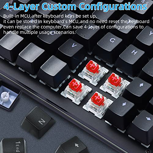 Koolertron One Handed Mechanical Gaming Keyboard, 48-Key Fully Programmable Mini Keypad, Mini USB Macro Keyboard with RGB LED Backlit, for Windows PC Gamer (48 Keyboard/Red Switches) - style: 48 Keyboard/Red Switches