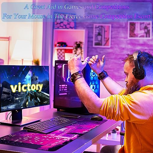 Gaming Laptop Mouse Pad,Sea Wave Big Mice Pads PC Keyboard Waterproof and Non-Slip 31.5" x 11.9" 0.12" Thick XL,XXL Rubber Table Mat, Purple Cyberpunk City Night View - color: Japaese Anime, size: 31.5" x 11.9"