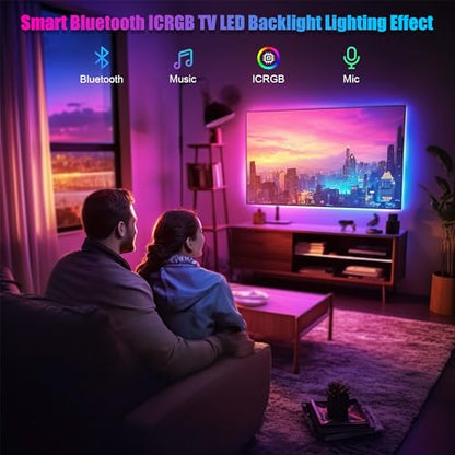 PANTON VILLA LED Lights for 55-75 Inch TVs, 16.4FT ICRGB TV LED Backlight Kit with APP & Remote Control, Music Sync, USB Powered - size: 16.4FT (55''-75'' TV)