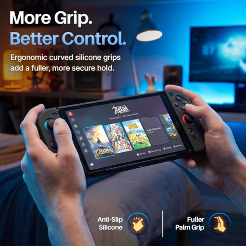 TNP JoyCon Cover for Nintendo Switch 2, Silicone Controller Case, Black | 2-Piece Anti-Slip Skin Set for Left and Right Joy-Con 2 Controllers with Matching Thumb Grip Caps; Controllers Not Included - color: Black