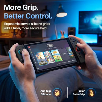 TNP JoyCon Cover for Nintendo Switch 2, Silicone Controller Case, Black | 2-Piece Anti-Slip Skin Set for Left and Right Joy-Con 2 Controllers with Matching Thumb Grip Caps; Controllers Not Included - color: Black