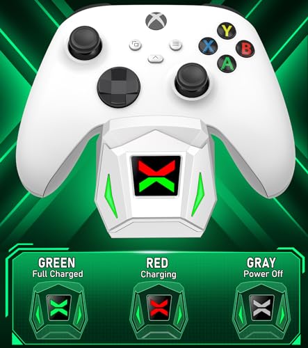 Controller Charger Station with 2x5520mWh Rechargeable Battery Packs for Xbox One/Series X|S,Dual Charging Dock for Xbox One Controller with 4 Battery Covers - color: White - 2 Batteries