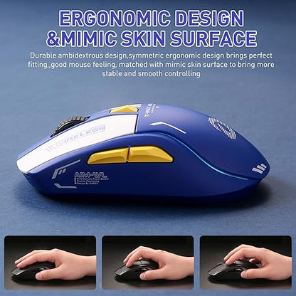 DAREU A950 Wireless Gaming Mouse with RGB Charging Dock,88g Lightweight Programmable Tri-Mode Wireless Mouse Gaming, Up to 12K DPI,1000Hz,120Hrs Playtime with RGB Backlit, Great for PC, Mac - color: Blue