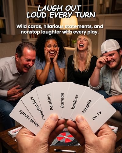 Random Word Board Games for Adults – Fun Family Spinner Party Group Game | Spin, Funny Challenges & Laugh, Creative Wordplay Cards, 2-8 Players, Sharp Thinking, Humor & Strategy for Friends Game Night
