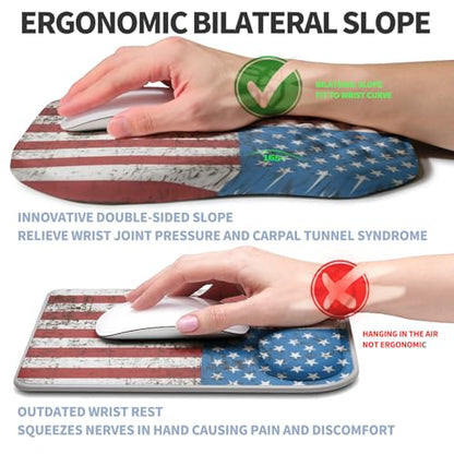 Ergonomic Raised Mouse Pad Wrist Support with Bilateral Slope Memory Foam Mousepad for Wrist Rest and Carpal Tunnel Pain Relief 11.8x7.9〃National Flag - color: National Flag