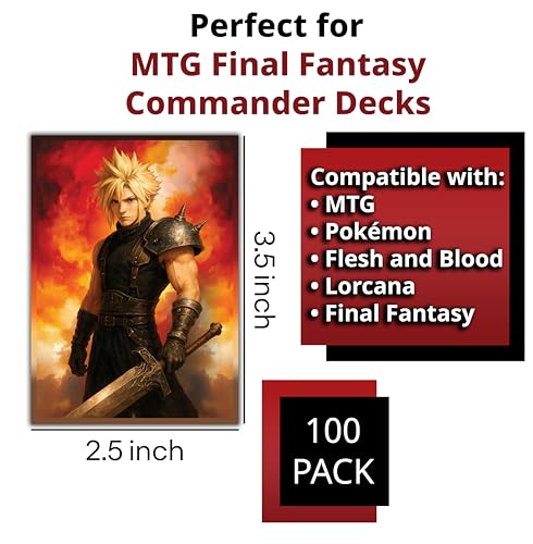 Anime Mercenary Soldier Card Sleeves 100 Pack – Compatible with MTG & TCGs – Perfect for Cloud Final Fantasy Commander Decks – Premium Card Game Sleeves for Magic - color: Anime Mercenary Soldier