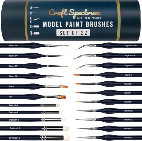 22pc Miniature Paint Brushes & Brush Case, Model Paint Brushes & Drybrush | Paintbrushes For Acrylic Paint, Brush Case, Miniature Brushes, Dry Brush Set, Paint By Numbers Brushes, Model Paintbrush Set